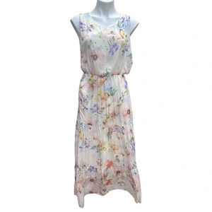 LARA G by Lara Guidotti Garden Floral Silk Sleeveless Blouson Maxi Long Dress
